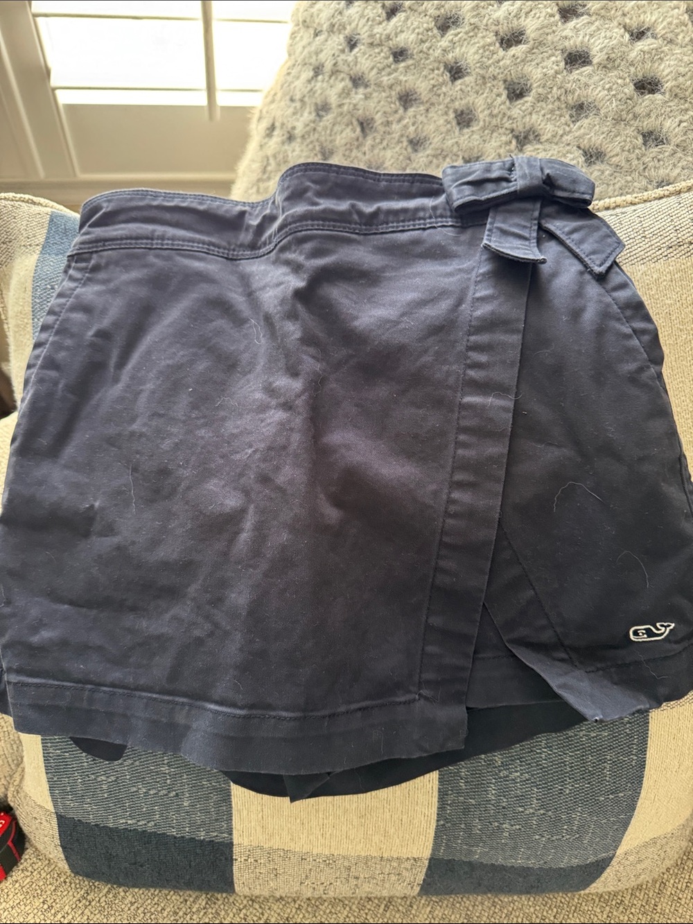 Vineyard Vines Navy Wrap Skort with Side Bow Accent
